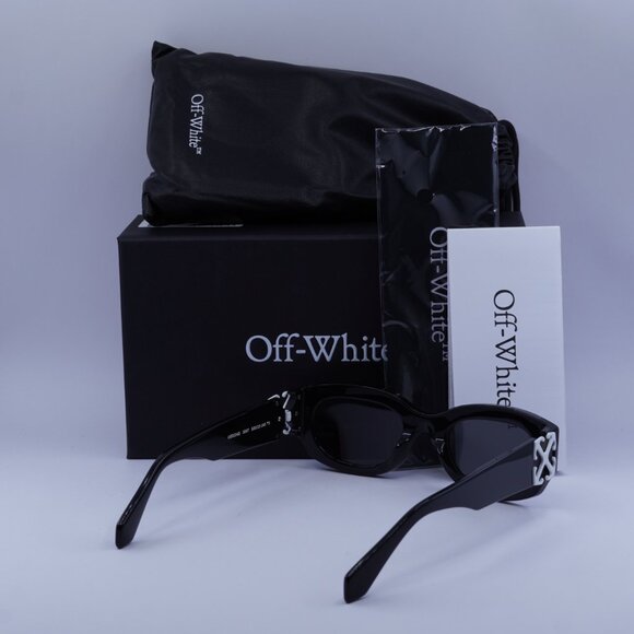 Off-White OERI14E PALMER 1007 Sunglasses Black Oval Frame, Grey Lenses main image 8